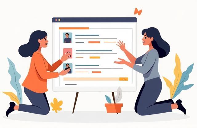 Illustration of people giving feedback or survey responses
